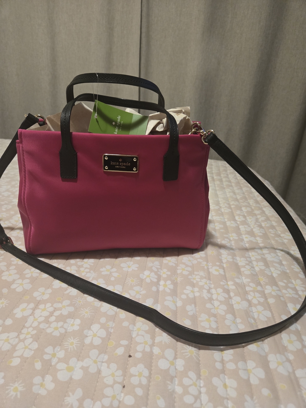 kate spade Hot Pink Satchel with Black Trim and Strap